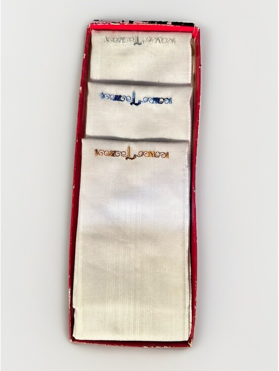 Other - 3 MENS VINTAGE COTTON HANDKERCHIEFS HANKIES EMBROIDERED LETTER "L" NEW